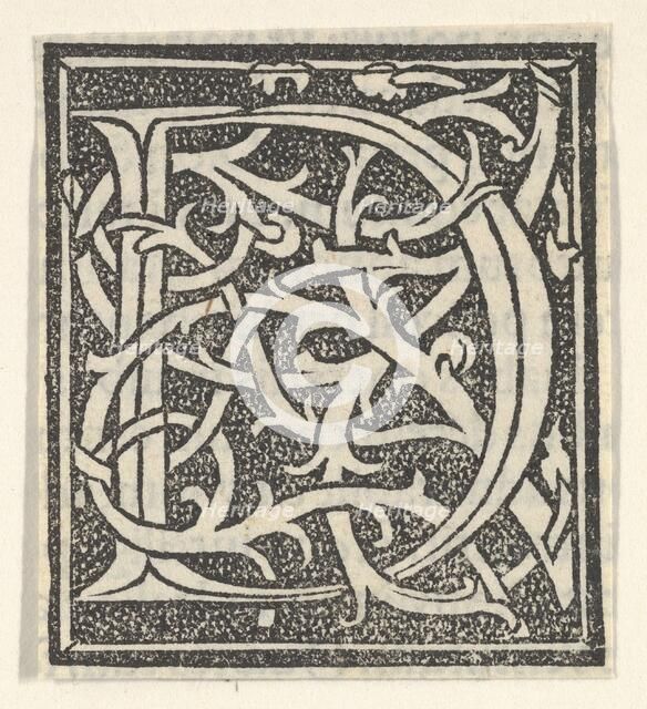 Initial letter D on patterned background, 1520., 1520. Creator: Anon.