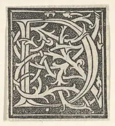 Initial letter D on patterned background, 1520., 1520. Creator: Anon