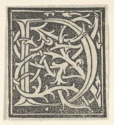Initial letter D on patterned background, 1520., 1520. Creator: Anon