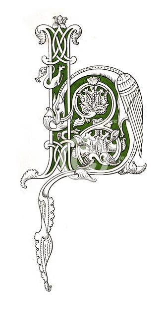 Initial letter 'H', 12th century, (1843).Artist: Henry Shaw