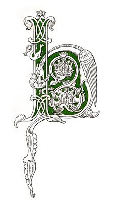 Initial letter H 12th century, (1843).Artist: Henry Shaw