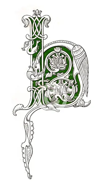 Initial letter 'H', 12th century, (1843).Artist: Henry Shaw