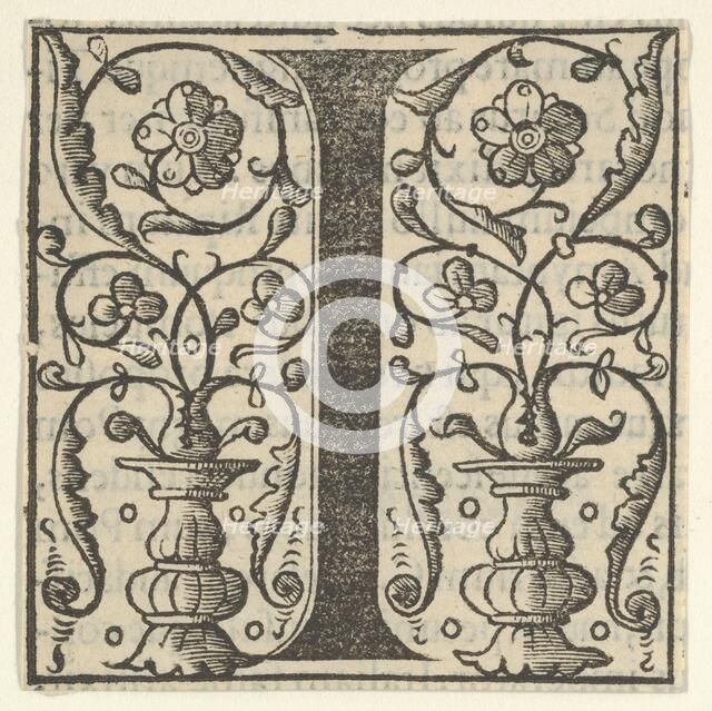 Initial letter I with garlands, mid-16th century. Creator: Unknown.