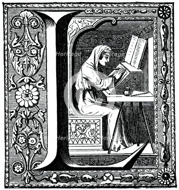 Initial letter 'L', (1870). Artist: Unknown
