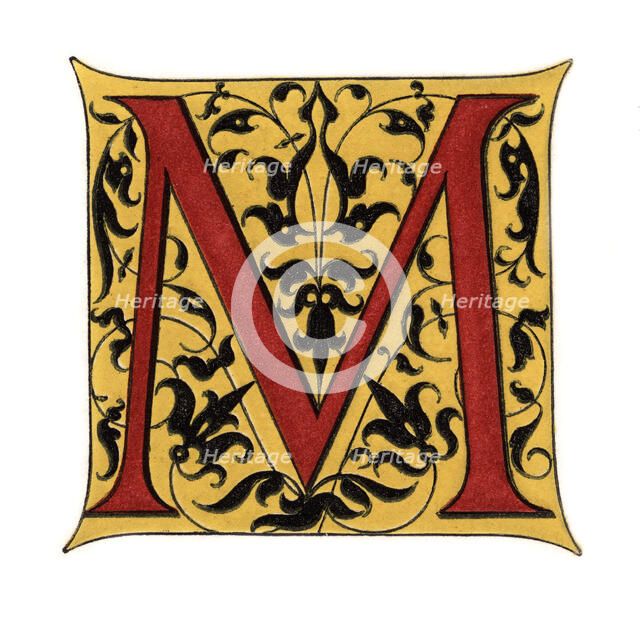 Initial letter 'M', (1843).Artist: Henry Shaw