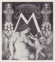 Initial Letter M (Venus) to Volpone, 1898. Creator: Aubrey Beardsley