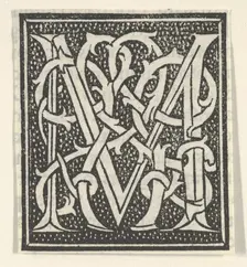 Initial letter M on patterned background, 1520., 1520. Creator: Anon
