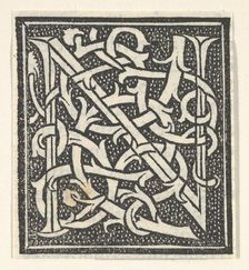 Initial letter N on patterned background, 1520., 1520. Creator: Anon