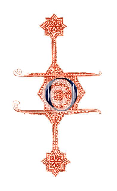 Initial letter 'O', 14th century, (1843).Artist: Henry Shaw