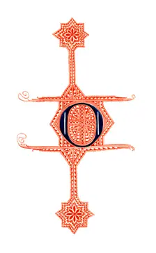 Initial letter O 14th century, (1843).Artist: Henry Shaw