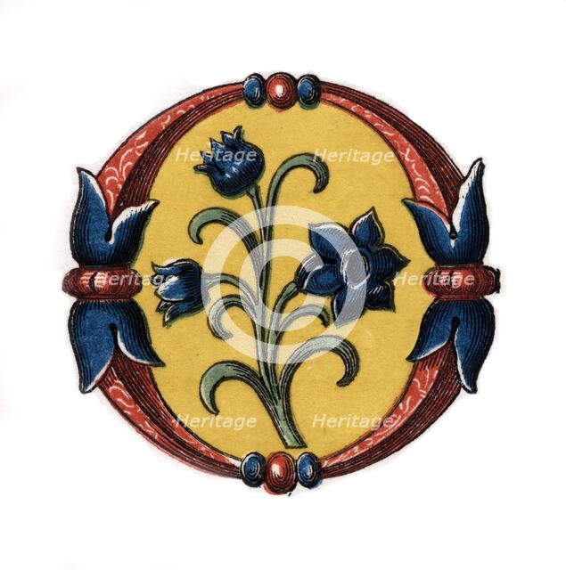 Initial letter 'O', late 15th century, (1843).Artist: Henry Shaw