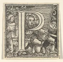Initial letter P with children, ca. 1538. Creator: Heinrich Vogtherr