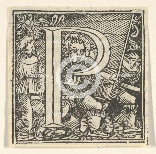 Initial letter P with children, ca. 1538. Creator: Heinrich Vogtherr.