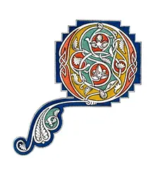 Initial letter Q 13th century, (1843).Artist: Henry Shaw