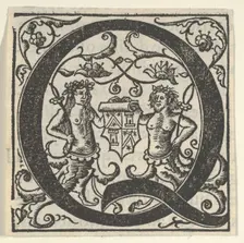 Initial letter Q with coat of arms, mid-16th century. Creator: Unknown