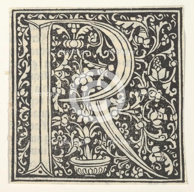 Initial letter R with floral pattern, 1496., 1496. Creator: Anon.
