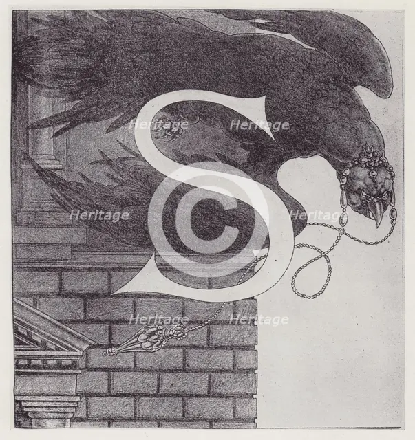 Initial Letter S (Vulture) to Volpone, 1898. Creator: Aubrey Beardsley.