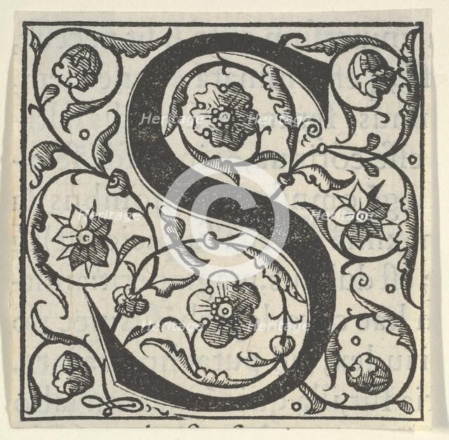Initial letter S with garlands, mid-16th century. Creator: Unknown.