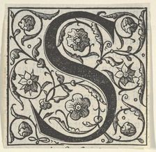 Initial letter S with garlands, mid-16th century. Creator: Unknown