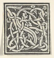 Initial letter S on patterned background, 1520., 1520. Creator: Anon