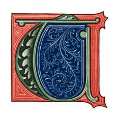 Initial letter T (1843).Artist: Henry Shaw