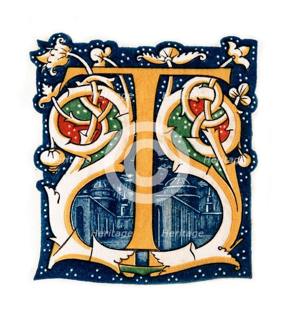 Initial letter 'T', (1843).Artist: Henry Shaw