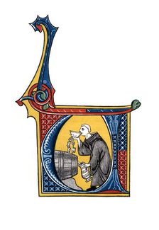 Initial letter U early 14th century, (1843).Artist: Henry Shaw