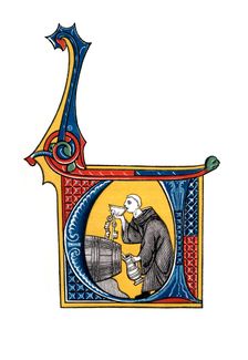 Initial letter U early 14th century, (1843).Artist: Henry Shaw
