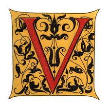 Initial letter V (1843).Artist: Henry Shaw