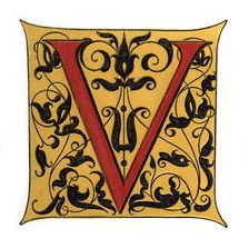 Initial letter V (1843).Artist: Henry Shaw