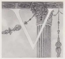 Initial Letter V (Column) to Volpone, 1898. Creator: Aubrey Beardsley