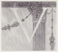 Initial Letter V (Column) to Volpone, 1898. Creator: Aubrey Beardsley