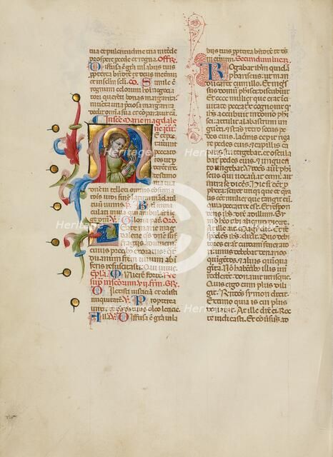Initial M: Mary Magdalene; Missal, between about 1389 and 1400. Creator: Master of the Brussels Initials.