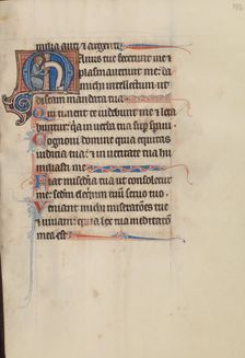Initial M: A Saint Holding a Scroll; Bute Psalter, text and illumination about 1285. Creator: Bute Master
