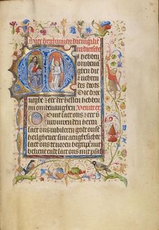 Initial M: An Angel Presenting a Soul to Christ as Judge; Book of Hours, after 1460. Creator: Unknown