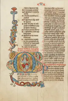 Initial M: Christ in Majesty; Historia Scholastica, about 1300. Creator: Unknown