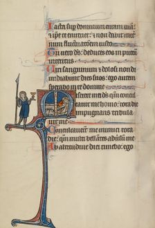 Initial M: David's Theft of the Spear and Chalice; Bute Psalter, text and illumination about 1285. Creator: Bute Master