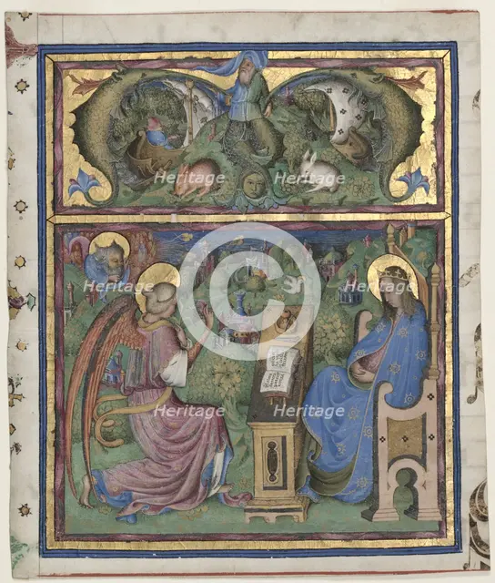 Initial M[issus est] Excised from an Antiphonary: The Annunciation, 1430-1438. Creator: Stefano da Verona (Italian, c. 1375-1438).