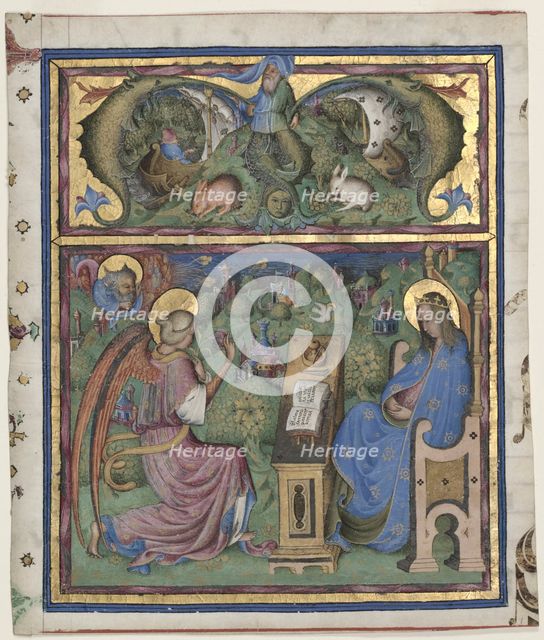 Initial M[issus est] Excised from an Antiphonary: The Annunciation, 1430-1438. Creator: Stefano da Verona (Italian, c. 1375-1438).