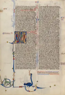 Initial M: Saint Paul Addressing Two Men; Abbey Bible, about 1250-1262. Creator: Unknown