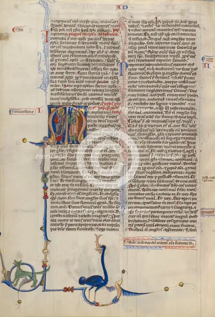 Initial M: Saint Paul Addressing Two Men; Abbey Bible, about 1250-1262. Creator: Unknown.