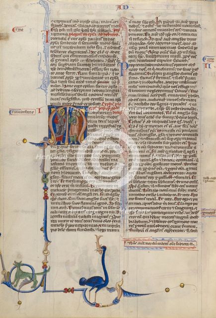 Initial M: Saint Paul Addressing Two Men; Abbey Bible, about 1250-1262. Creator: Unknown.