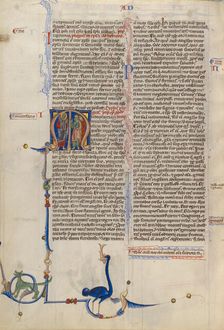 Initial M: Saint Paul Addressing Two Men; Abbey Bible, about 1250-1262. Creator: Unknown