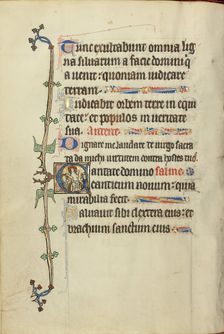 Initial M: Saul and a Fool; Bute Psalter, text and illumination about 1285. Creator: Bute Master
