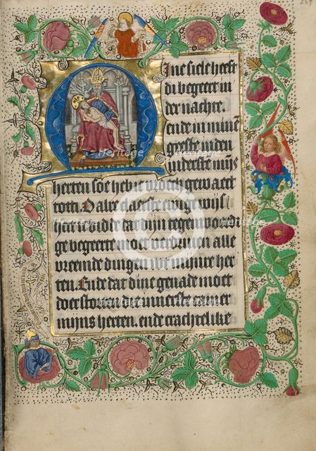 Initial M: The Throne of Grace Trinity; Book of Hours, Use of Utrecht, about 1460. Creator: Master of Evert Zoudenbalch.