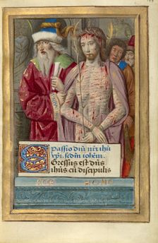 Initial M: The Virgin and Child and a Man Kneeling in Prayer; Bute Psalter, about 1285. Creator: Bute Master