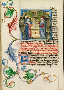 Initial M: The Presentation in the Temple; Prayer Book, about 1470-1480. Creator: Workshop of Valentine Noh