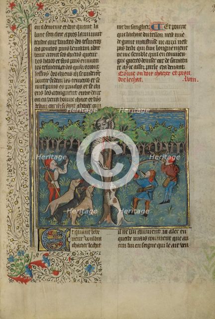 Initial N: Men Seated in a Group; Bute Psalter, text and illumination about 1285. Creator: Bute Master.
