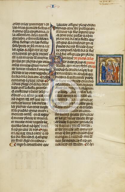 Initial N: A Judge and an Attorney with a Third Man; Vidal Mayor, about 1290-1310. Creator: Unknown.