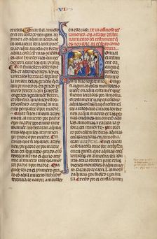 Initial N: A Man Dictating his Testament to a Notary and Supplicants before..., about 1290-1310. Creator: Unknown